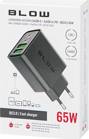 Karikues prizë Qoltec 76-023, 2x USB, USB-C QC PD 65W, i bardhë