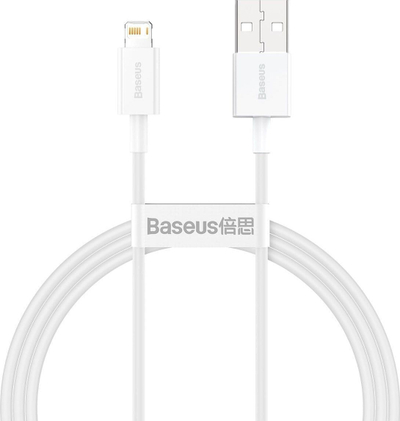 Kabllo USB Baseus CALYS-A02, USB A në Lightning, 1 m, e bardhë