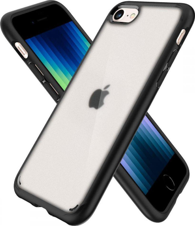 Mbulesë telefoni Spigen Ultra Hybrid, për iPhone SE 2022 2020, transparente, kornizë e zezë