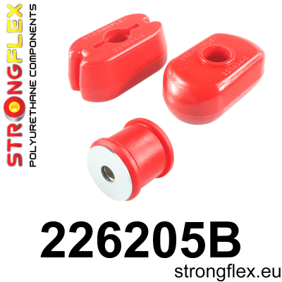 Set bushesh transmisioni Strongflex 226205B, poliuretan 80ShA, për Audi A3 96-03 FWD Quattro, i kuq