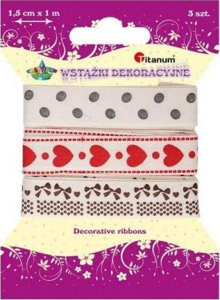 Set shirita dekorativë Titanum Grosgrain, 15 mm x 1 m, shumëngjyrëshe