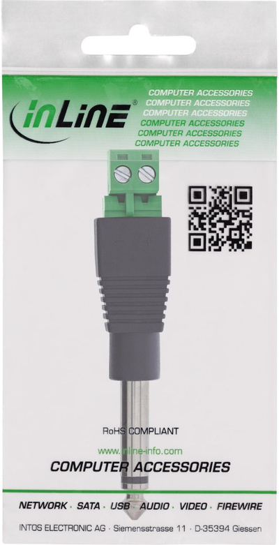 Adaptues audio InLine Mono 6.35mm, terminal 2-pin, i zi