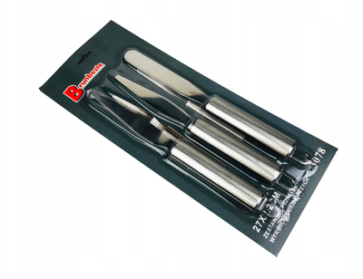 Set shpatullash pasticerie pa markë, 3 copë, çelik inox, argjendtë
