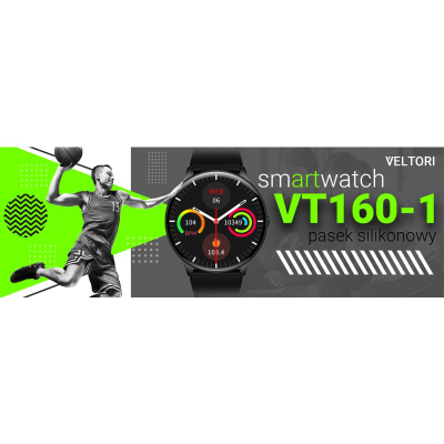 Smartwatch Veltori VT160-1, ekran 1.53", rrip silikoni i zi