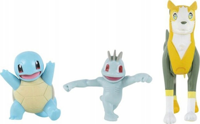 Set figura Pokémon Jazwares Battle, Boltund 3", Squirtle 2", Machop 2", shumëngjyrësh