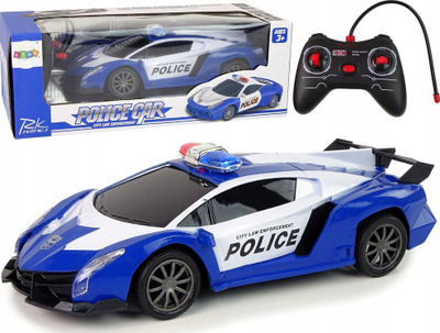 Makina e policisë me telekomandë Leantoys Police Racing, shkallë 1:16, me bateri, blu
