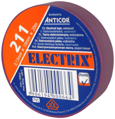 Shirit izolues elektrik Anticor PVC, 19mm, 20m