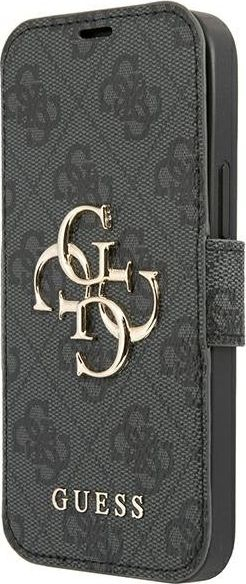 Këllëf libri GUESS 4G Metal Logo për iPhone 13 Pro, gri