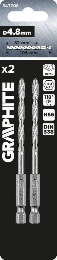 Set gërryerësh për hekur Graphite, 4.8 mm, bisht gjashtëkëndor, 2 copë