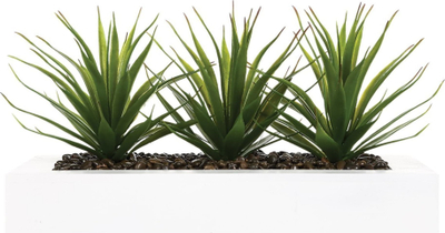 Vazo dekorative me bimë artificjale Aloe Vera, 3 fidane, 31x16x17 cm, jeshile