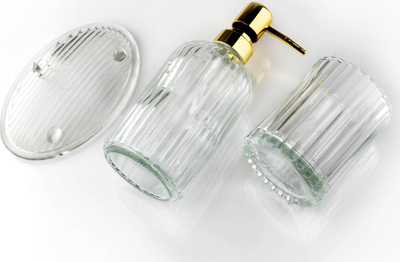 Сет за бања BathLAB MONDEX Ari, 3 делови, стакло, златни детали