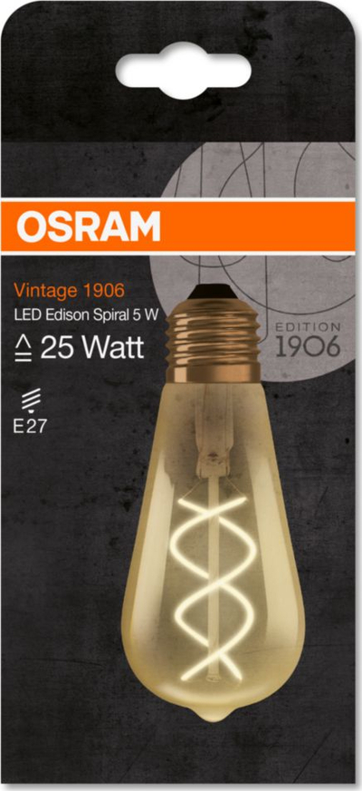 Llambë LED Osram Vintage 1906, E27, 4W, 2000K, e artë