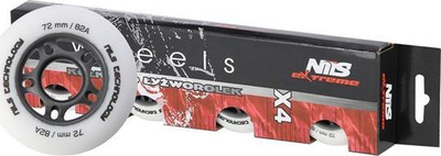 Rrota patinash Nils Extreme PU, 72mm 82A, set 4 copë, të bardha matte