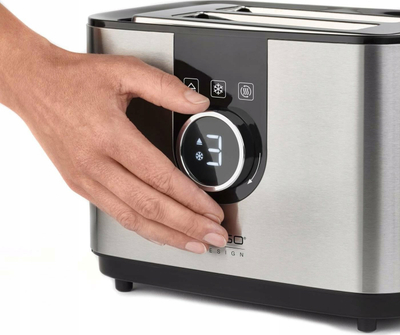 Toaster CASO Design T2, 2 feta, 7 nivele thekjeje, i zi argjend