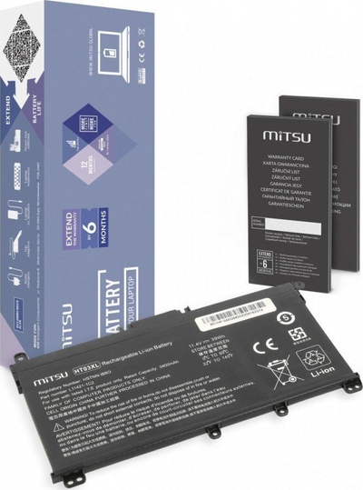 Bateri laptopi Mitsu për HP Omen edhe Pavilion, 3400mAh 39Wh, 11.55V, e zezë