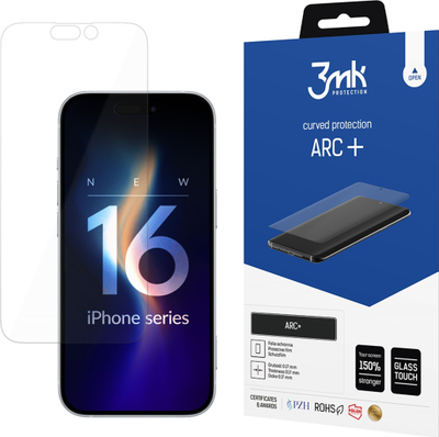 Mbrojtëse ekrani 3MK ARC Plus për iPhone 16 Plus, e tejdukshme