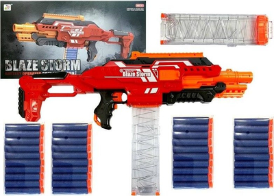 Pushkë lodër Leantoys Blaze Storm, me fishekë shkumë, karikator me kapacitet të madh, e kuqe portokalli