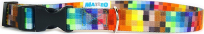 Qafore për qen Matteo Collar Tape Pixels, 20mm, 30-55cm, shumëngjyrëshe