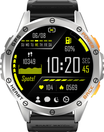 Паметен часовник Gravity GPS GT24-4, екран 1.43" AMOLED, Bluetooth 5.3, црно портокалов