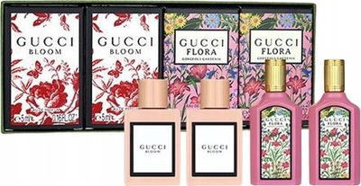 Set parfumi Gucci Miniatures Bloom EDP dhe Flora Gorgeous Gardenia EDP, 4 x 4ml, për goca