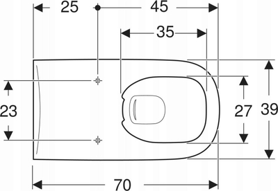 WC ѕидна школка Geberit Selnova Comfort Square 500.791.01.7, со заден одвод, без испирачки раб, бела