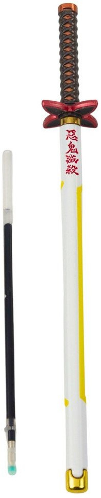 Stilolaps metalik anime Katana Sword, bojë e zezë, fishek i zëvendësueshëm, i bardhë dhe i verdhë