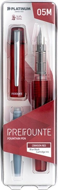 Stilolaps me bojë Platinum Prefounte Medium, majë çeliku, Crimson Red