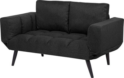 Divan-krevat Beliani Brekke, 2 vende, kadife sintetike, i zi