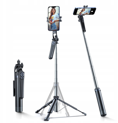 Selfie stick me tripod Wozinsky WH181D-Y1S, 1.75 m, me dy drita LED, i zi