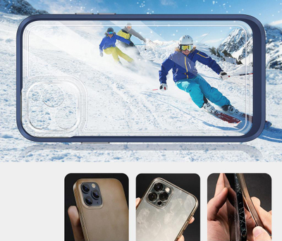 Kllëf telefoni Hurtel Hybrid Armor për iPhone 11 Pro, transparent me kornizë blu