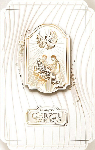 Kartolinë pagëzimi AbCard CHP03, dizajn i hijshëm, me zarf, e bardhë me ari