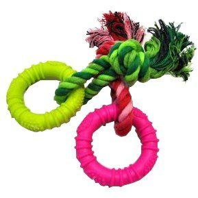 Lodër për qen Yarro Ringo With Rope, unazë gome, 7/15cm, shumëngjyrëshe