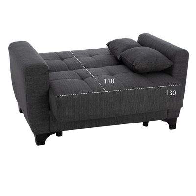 Divan-Shtrat 2 ulëse, shpinë e lartë, 160×84×88 cm HM3243.03, gri