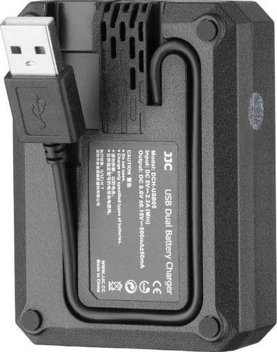 Karikues dual USB për bateri JJC Nikon DCH ENEL25, për 2 bateri, i zi