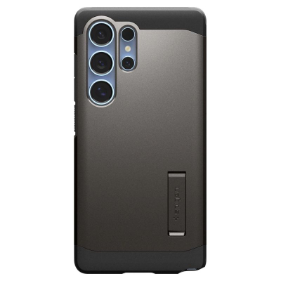 Kllëf telefoni Spigen Tough Armor AI MagFit, për Galaxy S25 Ultra, me këmbë mbajtëse, gunmetal