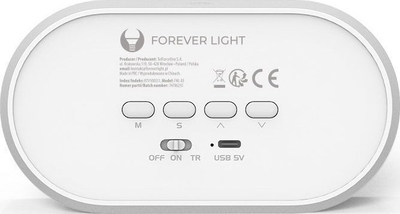 Orë tavoline Forever Light PURE FNL-05 INGRID, me 3 alarme, dritë nate LED lepurush, e bardhë