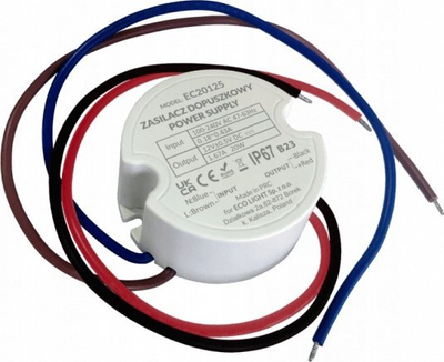 Furnizues energjie LED EcoLight ECO12S, 20W, 12V, IP67