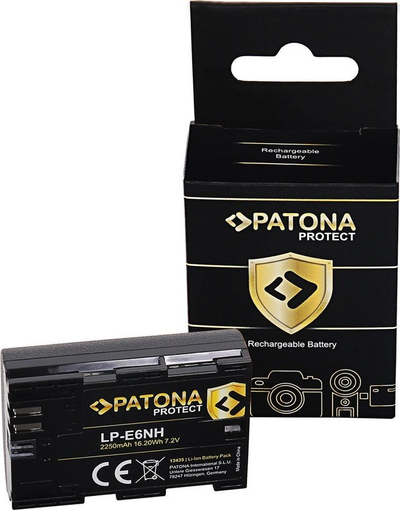 Батерија за камера ПАТОНА Канон LP-E6NH, 2250mAh, Литиум-јонска, црна