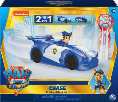 Lodër Paw Patrol Chase Mini Vehicle Set, 2 në 1, me figurine, blu