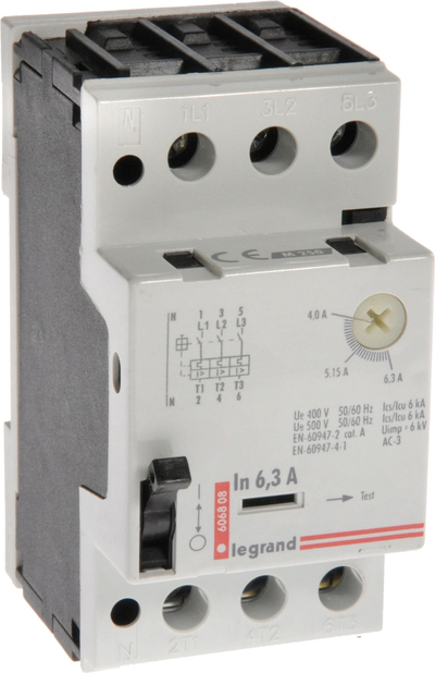 Ndërprerës rryme Legrand Motor 3P 2.5kW 4-6.3A M 250 6.3