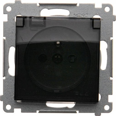 Prizë Kontakt Simon 54 DGZ1BZ.01/49A, modul IP44 16A 250V, kapak transparent, e zezë mat