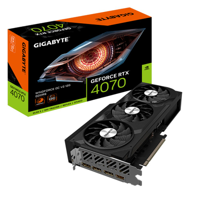 Kartë grafike GIGABYTE GeForce RTX 4070 WINDFORCE OC V2, 12GB GDDR6X, e zezë