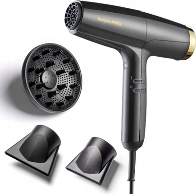 Tharëse flokësh BaByliss PRO Black and Gold Hawk, motor profesional, funksion jonizimi, e zezë