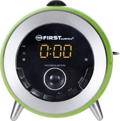 Radio orë First Austria Retro Clock Radio, projektim në mur, FM, e verdhë