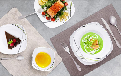 Set darke Orion Dinner Set, 18 copë, porcelan, jeshile