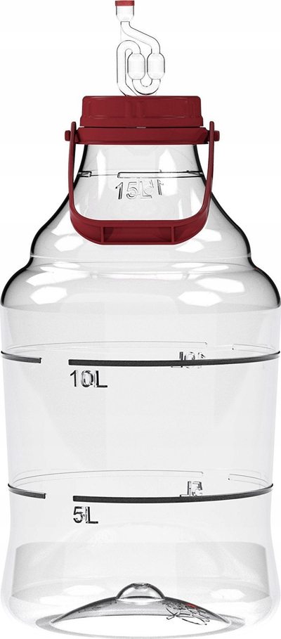 Demijon plastik Unbreakable, 15 L, me dorezë, transparent
