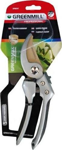 Sekator kopshti Greenmill FD000547, tehe çeliku SK 5, prerje 15 mm, jeshil