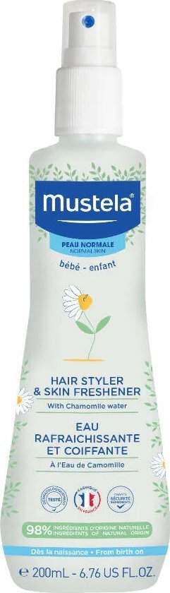 Спреј Mustela Hair Styler and Skin Freshener, за коса и кожа, за новороденчиња и деца