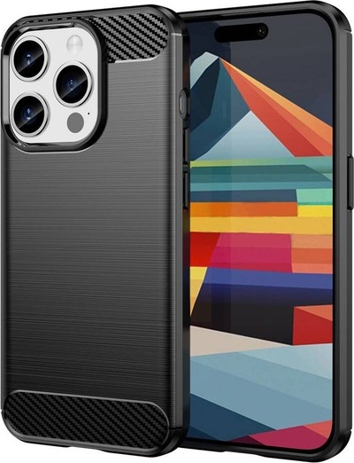 Mbulesë telefoni Nexeri Carbon Armored për Apple iPhone 15 Pro Max, TPU, e zezë