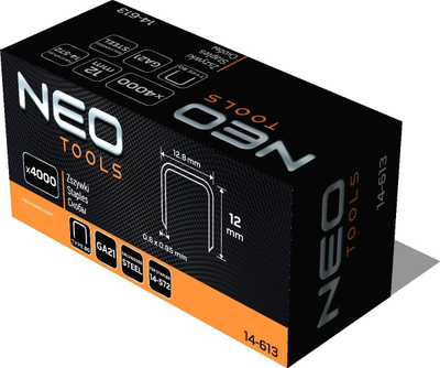 Kapëse NEO GA21 Type 80, 12mm, 4000 copë, çelik i galvanizuar
